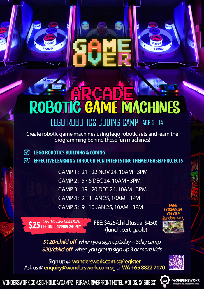 Arcade Robotic Game Machine STEAM Lego Robotics Coding Winter Christmas School Holiday Camp November 2024 to January 2025 for Age 5 to 14