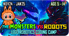 Monsters Vs Robots Lego Robotics Coding Technology STEAM School Holiday Winter Christmas Camp November 2024 to January 2025 for Age 5 to 14 WondersWork Singapore